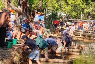Gold panning at the Pine Creek Gold Rush Festival Gold panning at the Pine Creek Gold Rush Festival